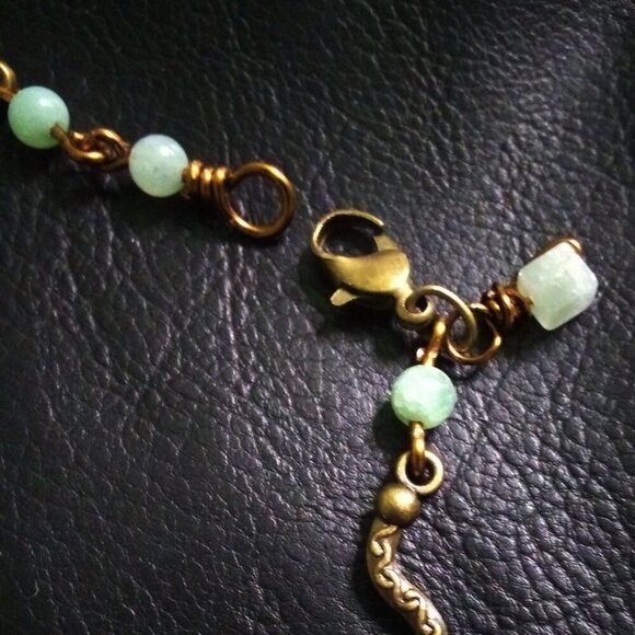 Dainty Slim & Lightweight! Green Aventurine + Bronze Bracelet ~ Utra Feminine! - Picture 7 of 10